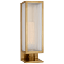 York 16" Single Box Sconce in Soft Brass with Clear Ribbed Glass