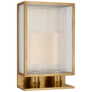 York 16" Double Box Sconce in Soft Brass with Clear Ribbed Glass