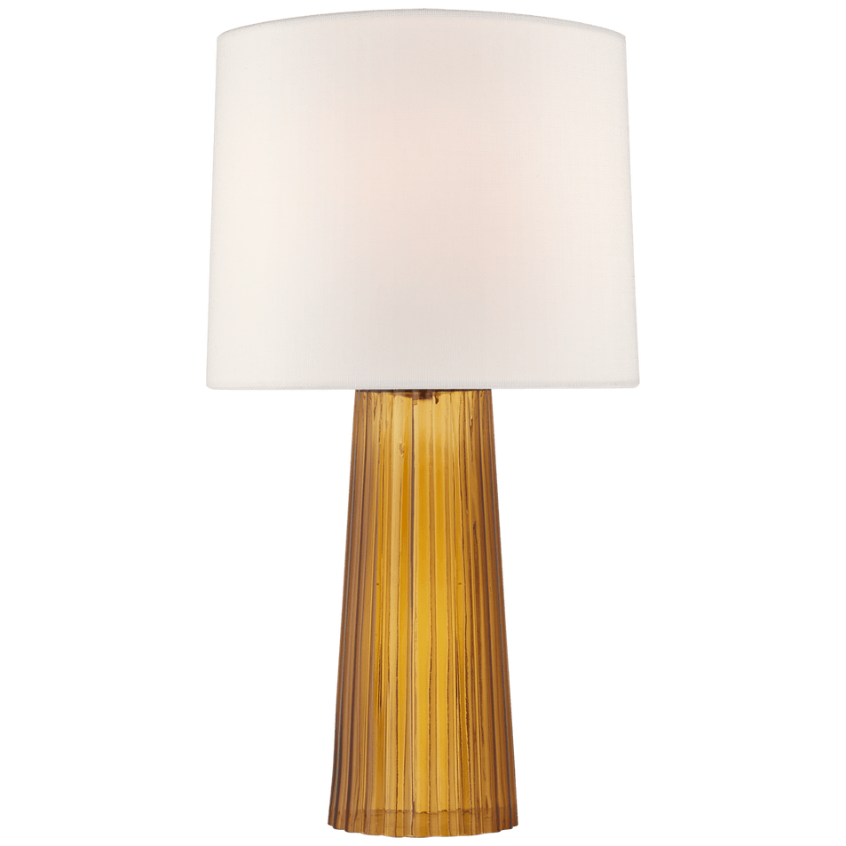 Danube Medium Table Lamp in Amber with Linen Shade