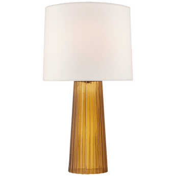 Danube Medium Table Lamp in Amber with Linen Shade