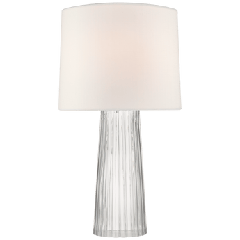 Danube Medium Table Lamp in Clear Glass with Linen Shade