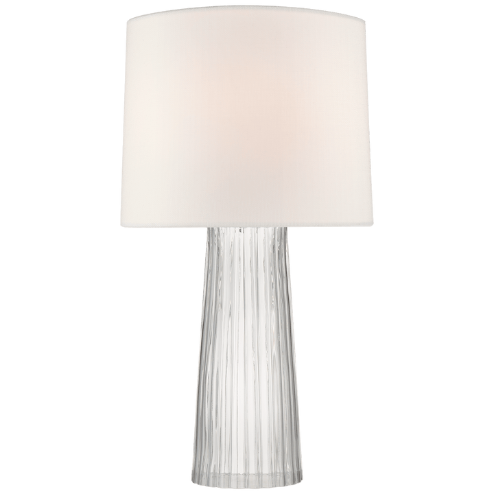 Danube Medium Table Lamp in Clear Glass with Linen Shade