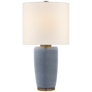 Chado Large Table Lamp in Polar Blue Crackle with Linen Shade