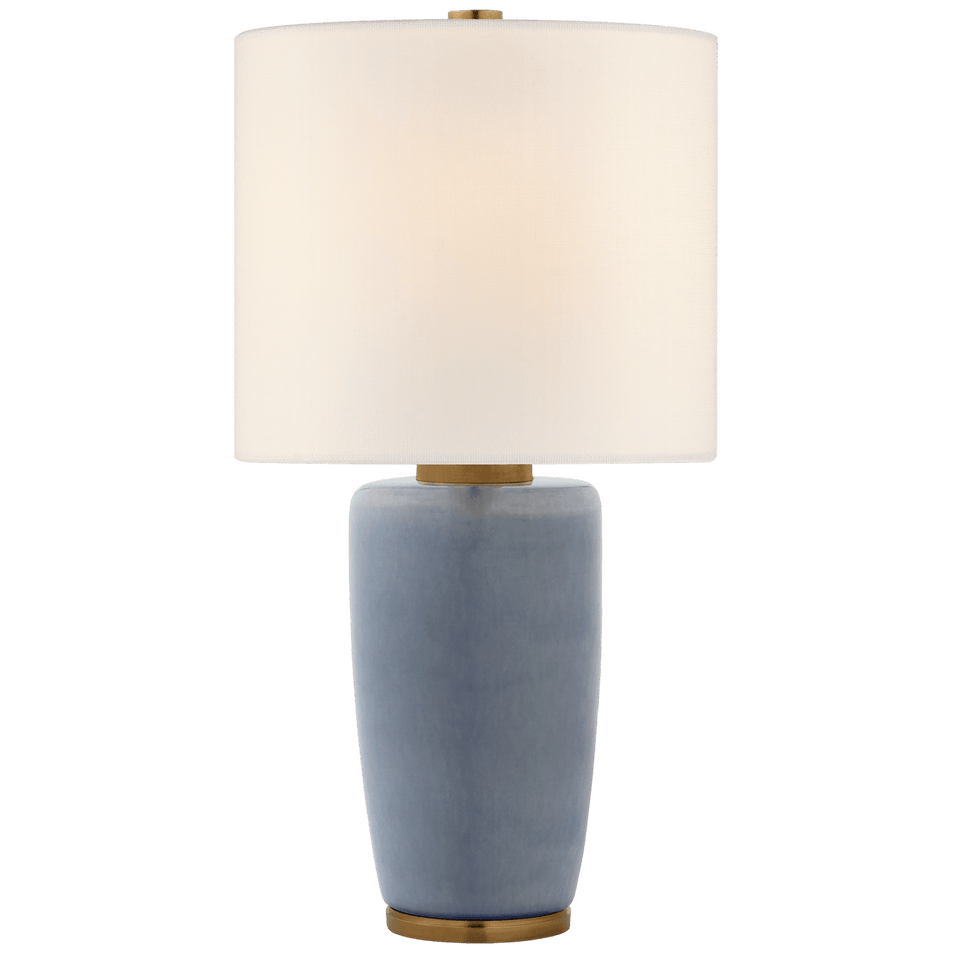 Chado Large Table Lamp in Polar Blue Crackle with Linen Shade