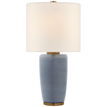 Chado Large Table Lamp in Polar Blue Crackle with Linen Shade