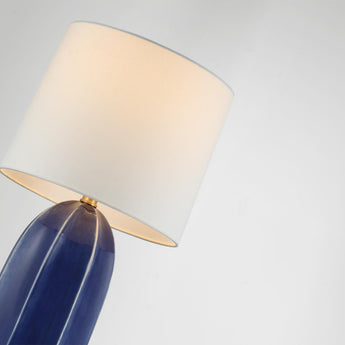 Melanie Large Table Lamp in Frosted Medium Blue with Linen Shade