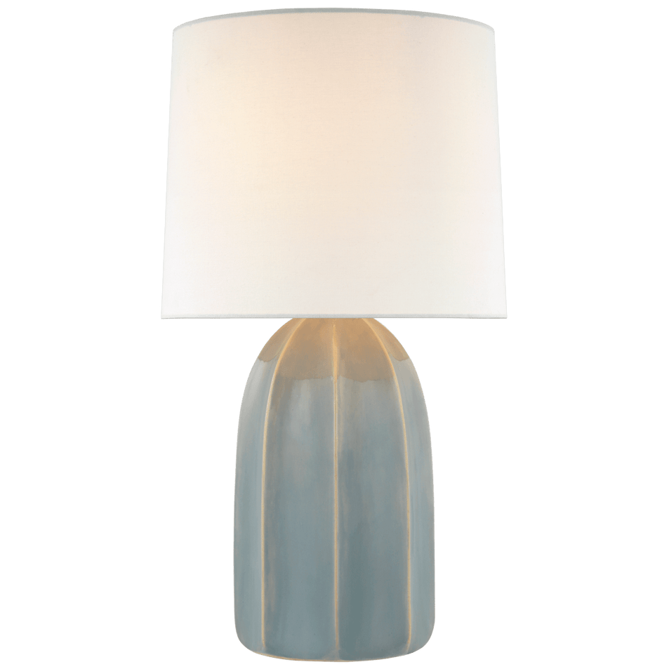 Melanie Large Table Lamp in Sky Gray with Linen Shade