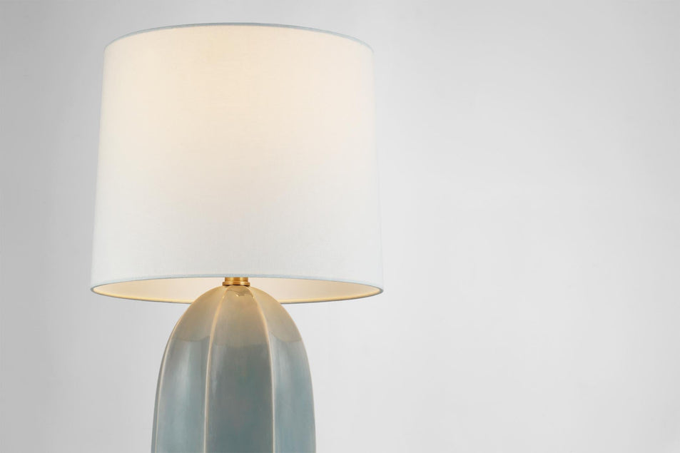 Melanie Large Table Lamp in Sky Gray with Linen Shade