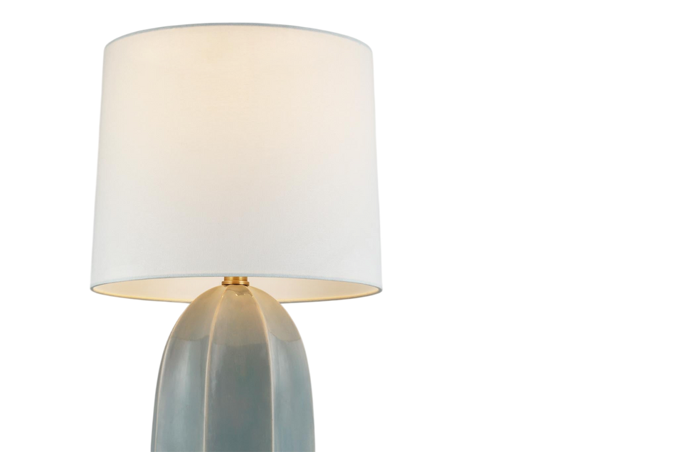 Melanie Large Table Lamp in Sky Gray with Linen Shade