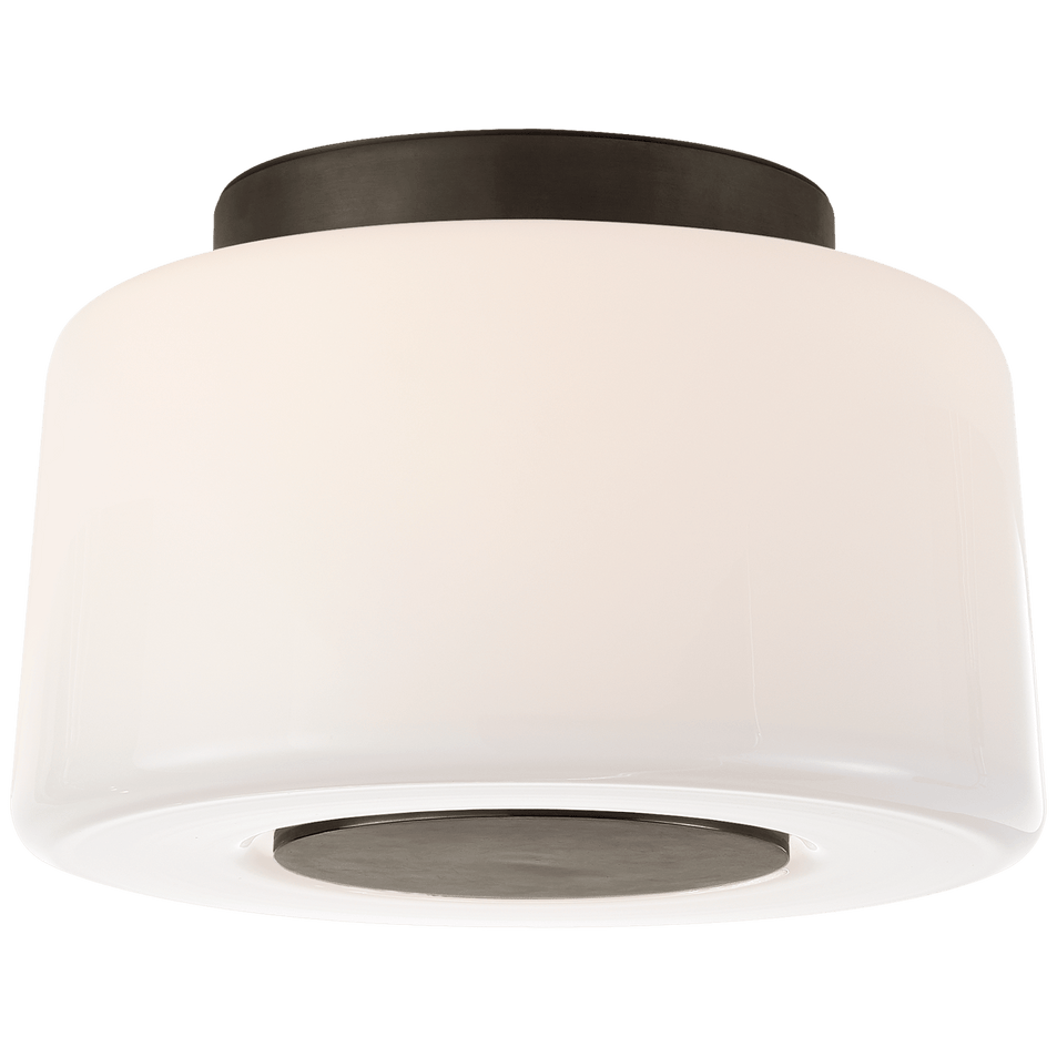 Acme Small Flush Mount in Bronze with White Glass