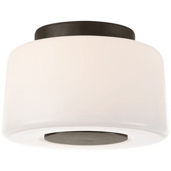 Acme Small Flush Mount in Bronze with White Glass