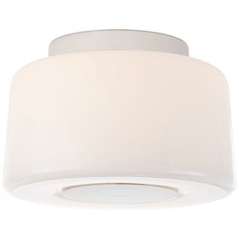 Acme Small Flush Mount in Polished Nickel with White Glass