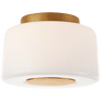 Acme Small Flush Mount in Soft Brass with White Glass