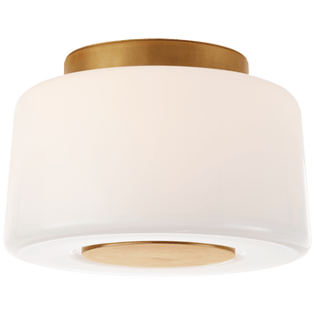 Acme Small Flush Mount in Soft Brass with White Glass