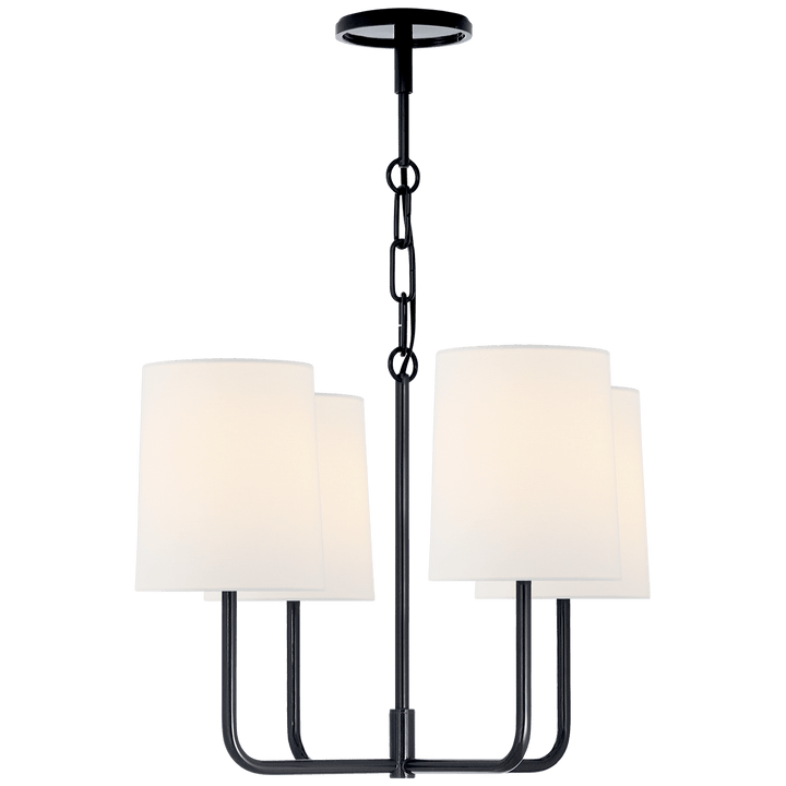 Go Lightly Small Chandelier in Charcoal with Linen Shades