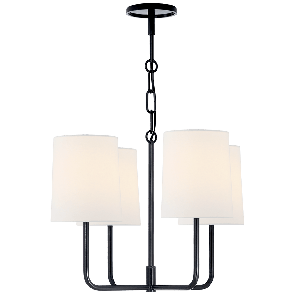 Go Lightly Small Chandelier in Charcoal with Linen Shades