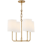 Go Lightly Small Chandelier in Gilded with Linen Shades