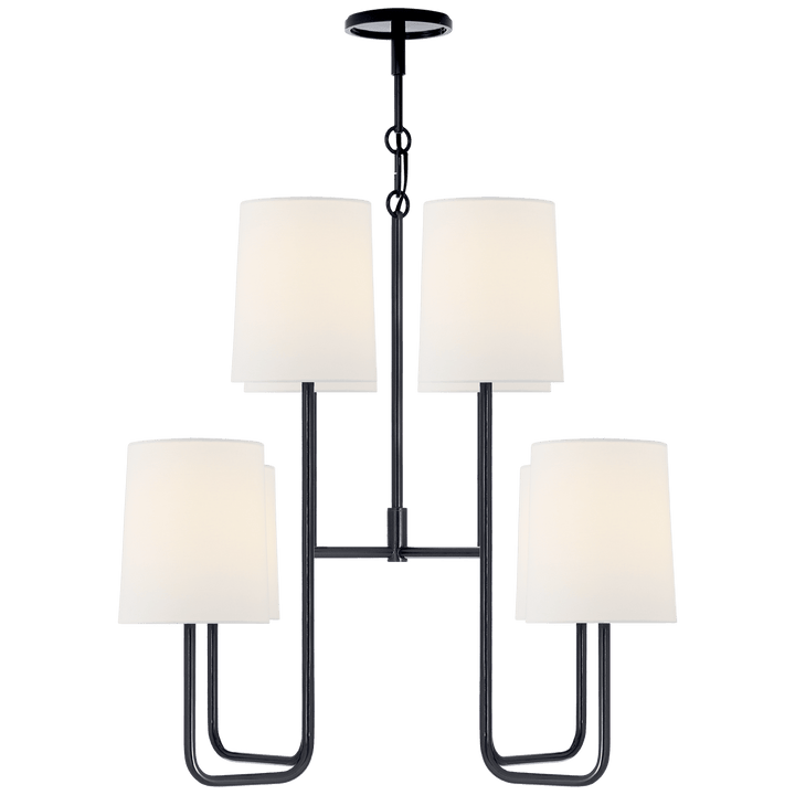 Go Lightly Medium Chandelier in Charcoal with Linen Shades