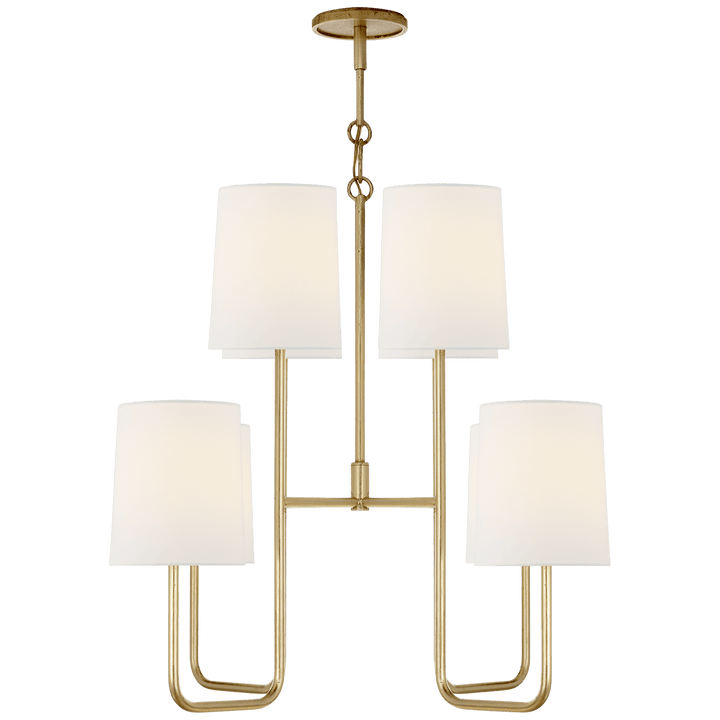 Go Lightly Medium Chandelier in Gilded with Linen Shades
