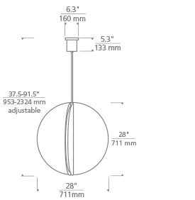 Lampada sospesa Bau 28" Progetto
