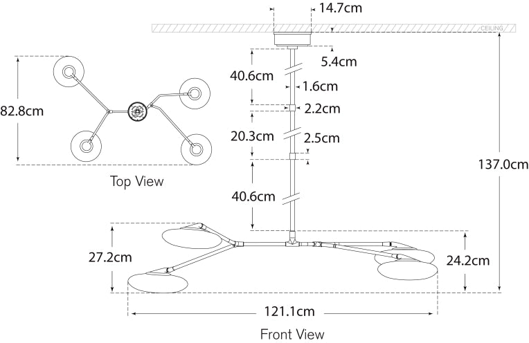 Brindille Large Four Light Chandelier Blueprint