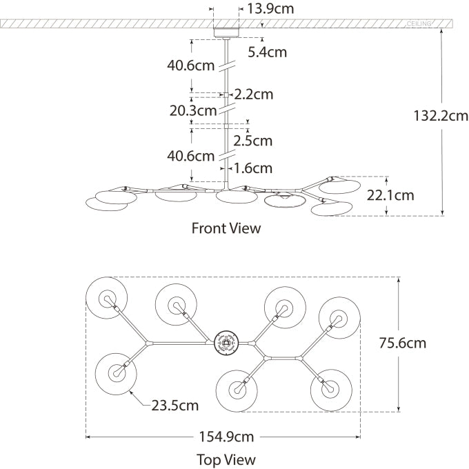 Brindille XL Articulating Linear Chandelier Blueprint