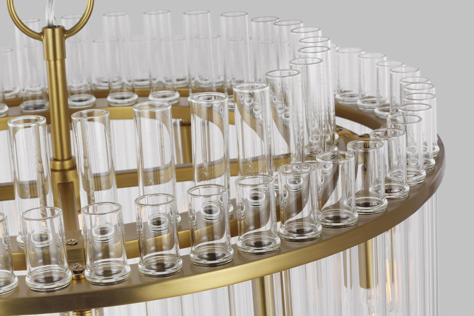 Beckett Medium Chandelier in Burnished Brass with Clear Glass