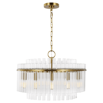 Beckett Medium Chandelier in Burnished Brass with Clear Glass