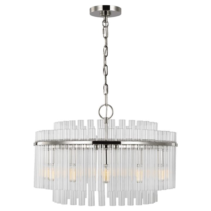 Beckett Medium Chandelier in Polished Nickel with Clear Glass