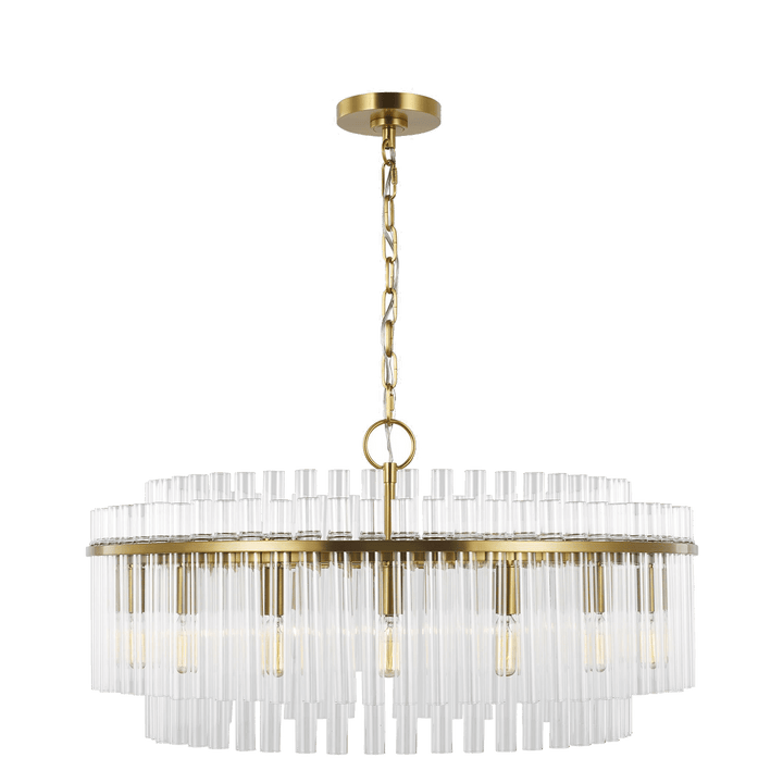 Beckett Large Chandelier in Burnished Brass with Clear Glass