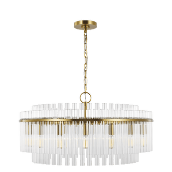 Beckett Large Chandelier in Burnished Brass with Clear Glass