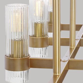 Geneva Linear Chandelier in Burnished Brass with Clear Glass