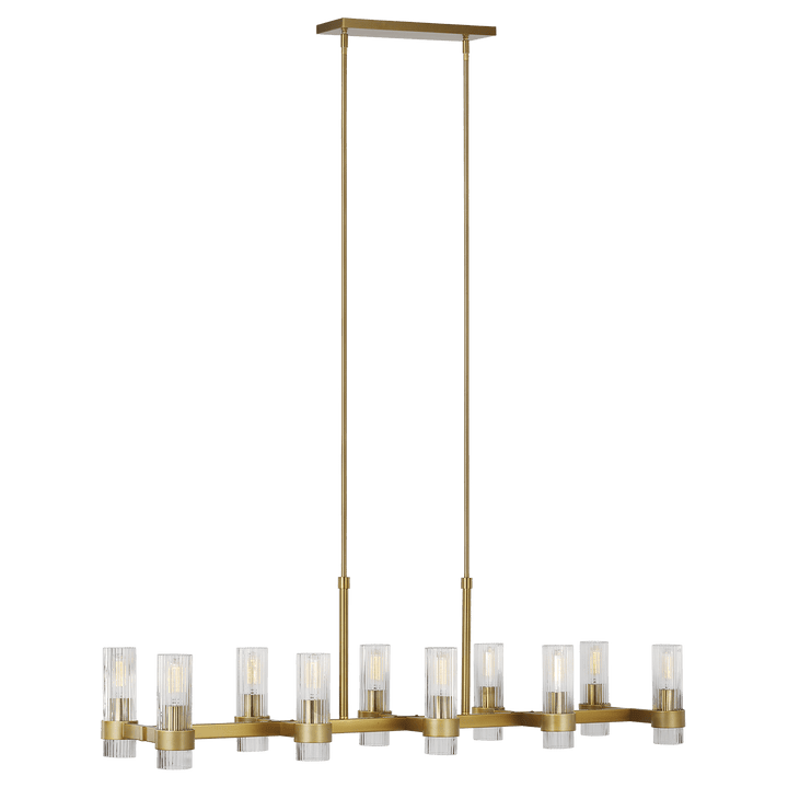 Geneva Linear Chandelier in Burnished Brass with Clear Glass