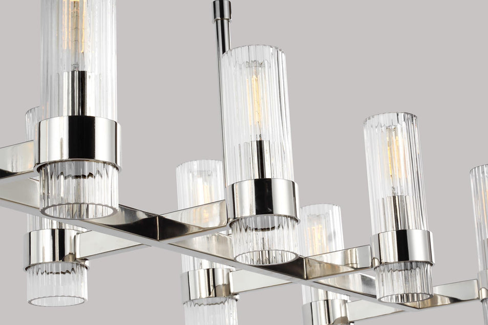 Geneva Linear Chandelier in Polished Nickel with Clear Glass