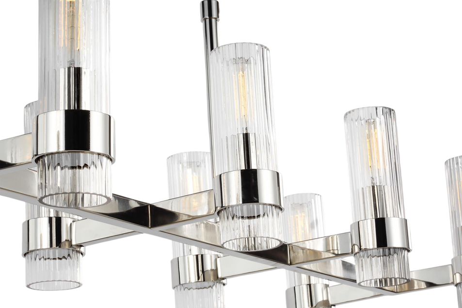 Geneva Linear Chandelier in Polished Nickel with Clear Glass