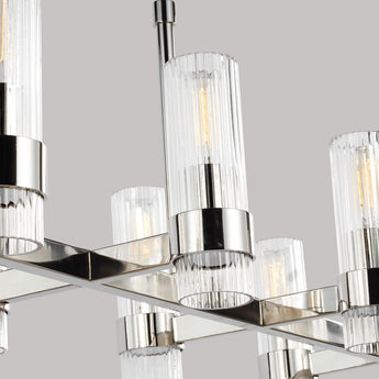 Geneva Linear Chandelier in Polished Nickel with Clear Glass