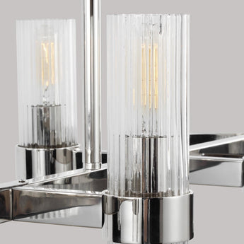 Geneva Linear Chandelier in Polished Nickel with Clear Glass