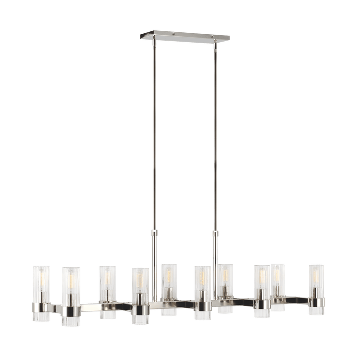 Geneva Linear Chandelier in Polished Nickel with Clear Glass