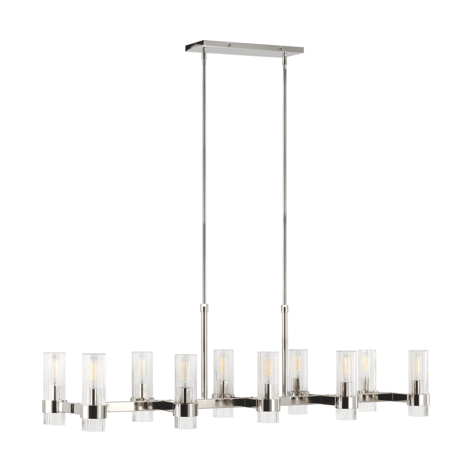 Geneva Linear Chandelier in Polished Nickel with Clear Glass