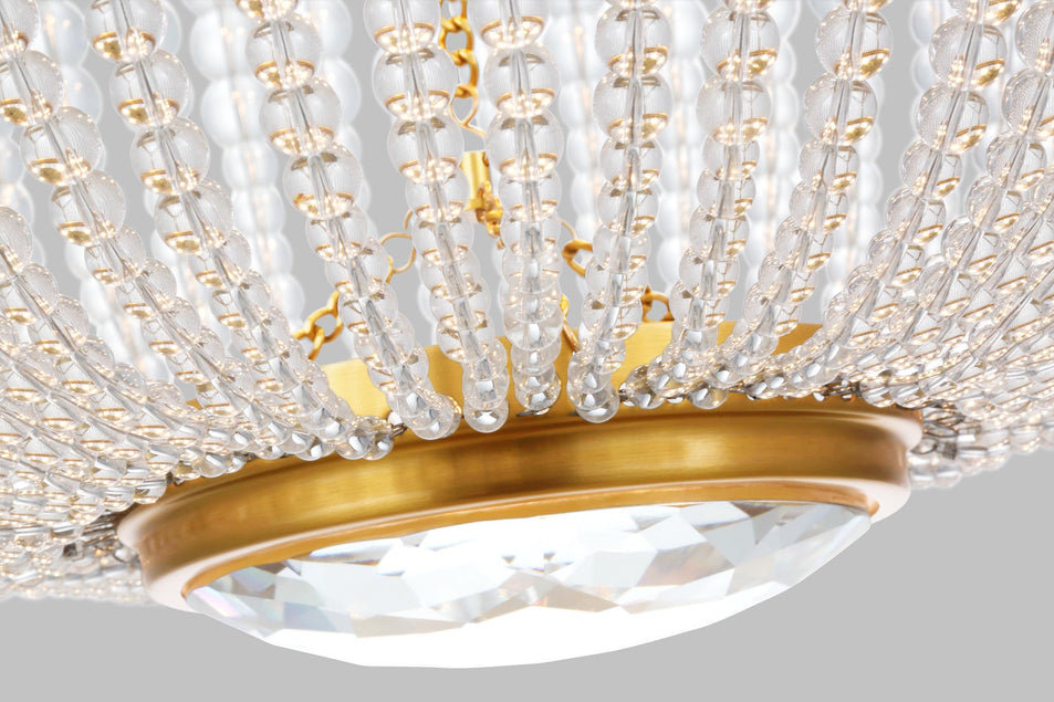 Summerhill Small Chandelier in Burnished Brass with Clear Glass