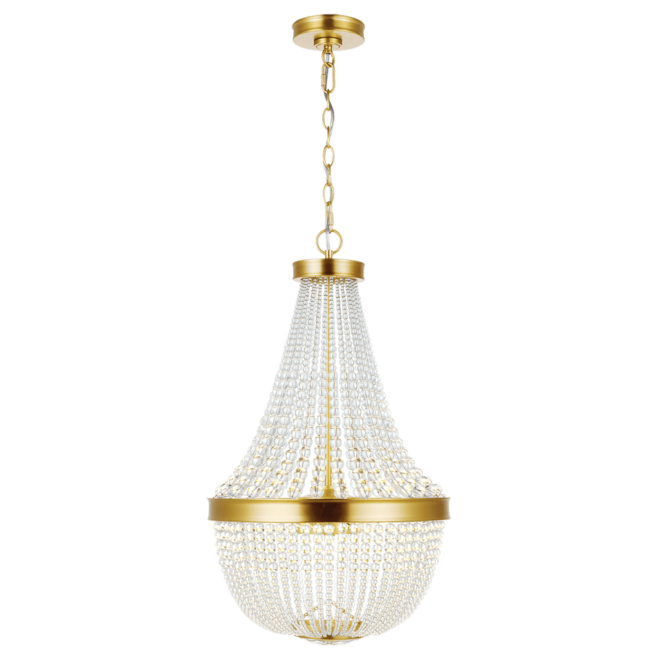 Summerhill Small Chandelier in Burnished Brass with Clear Glass