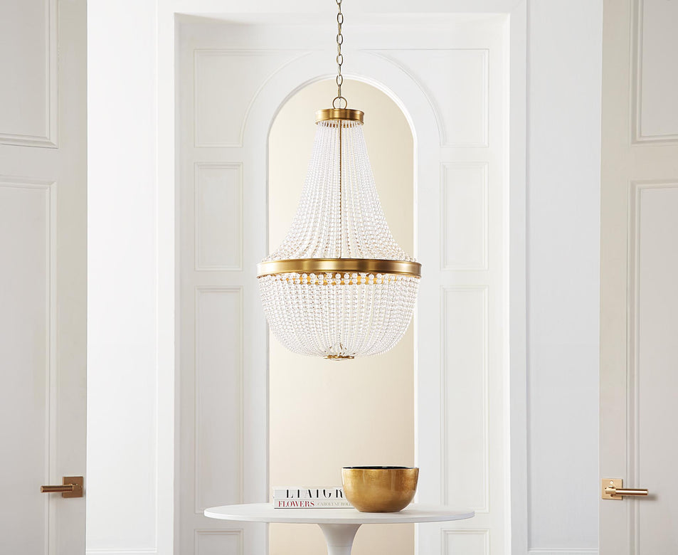Summerhill Medium Chandelier in Burnished Brass with Clear Glass