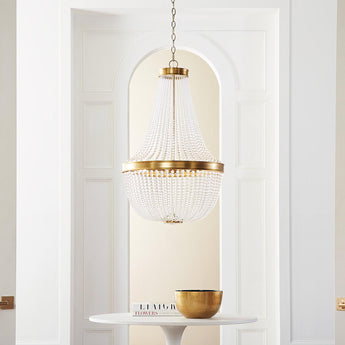 Summerhill Medium Chandelier in Burnished Brass with Clear Glass