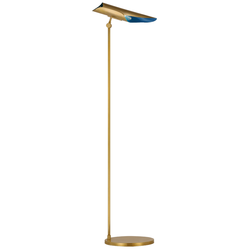 Flore Floor Lamp in Soft Brass and Riviera Blue