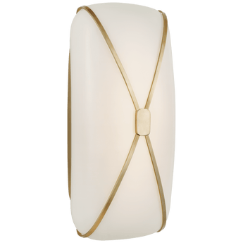 Fondant 13" Linear Bath Sconce in Soft Brass with White Glass