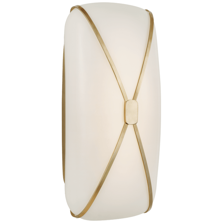 Fondant 13" Linear Bath Sconce in Soft Brass with White Glass