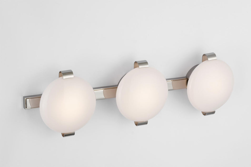 Marisol 28" Bath Bar in Polished Nickel with White Glass