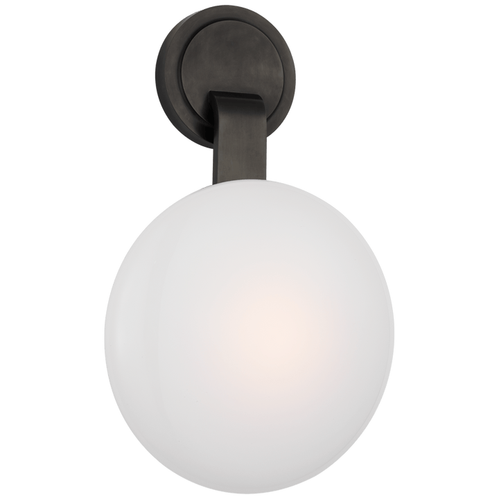 Marisol Medium Single Sconce in Gun Metal with White Glass
