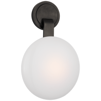 Marisol Medium Single Sconce in Gun Metal with White Glass