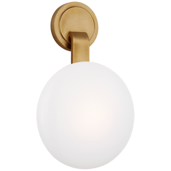 Marisol Medium Single Sconce in Soft Brass with White Glass